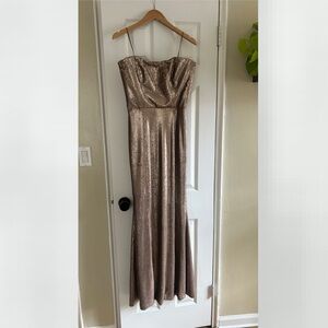 NWT Dress the Population Women's Ellen Strapless Dress Solid Crepe Long Gown
